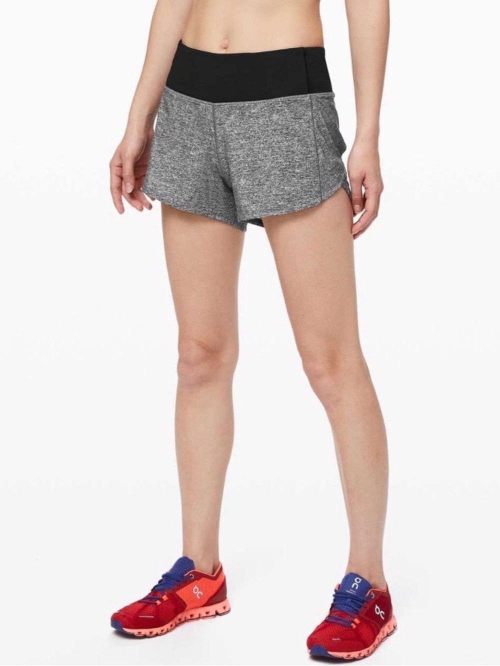 Lululemon Speed Up Short Long *4" in Heather Lux Multi Black / Black